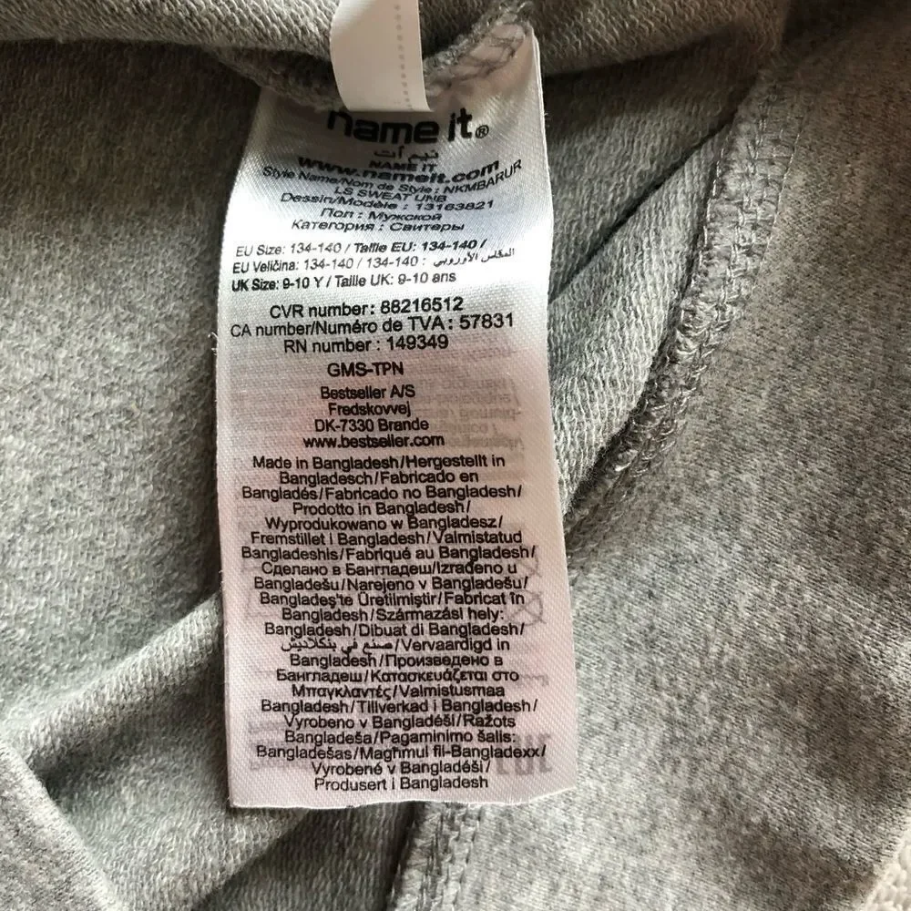 NWOT Name It Cotton Gray sweatshirt